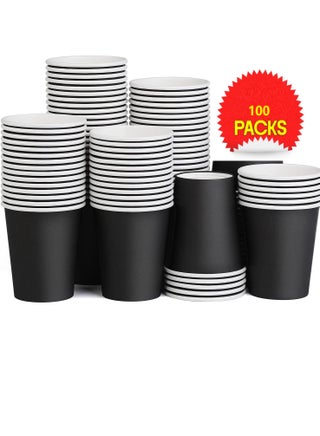 Paper Cups 100 Pieces Black, 8 Oz Coffee Paper Cups, Disposable Water Paper Cups, Tea Cups