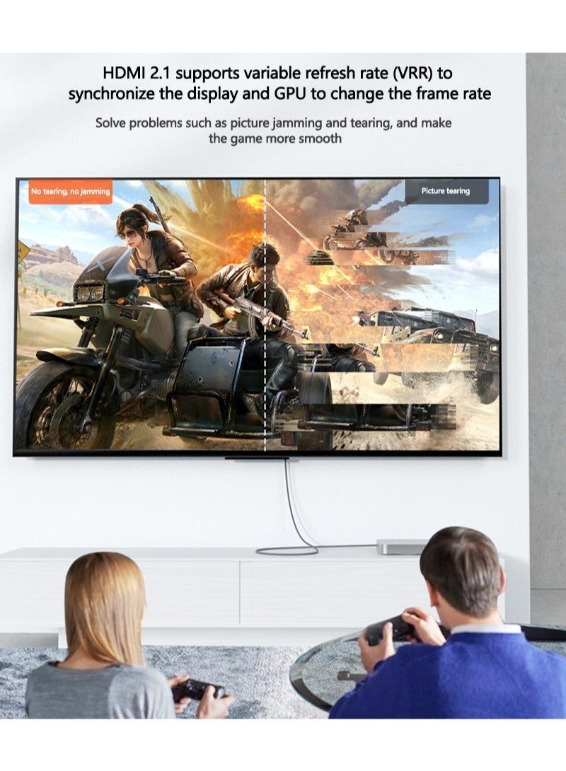 شاربدو كابل HDMI 2.1 فائق الدقة بطول 1 متر ، سرعة عالية 48 جيجابت في الثانية ، يدعم 8K@60Hz HDR الديناميكي لأجهزة الكمبيوتر المحمولة PS5 / 4 HDTV ، نايلون منسوج باللون الرمادي - Image 3