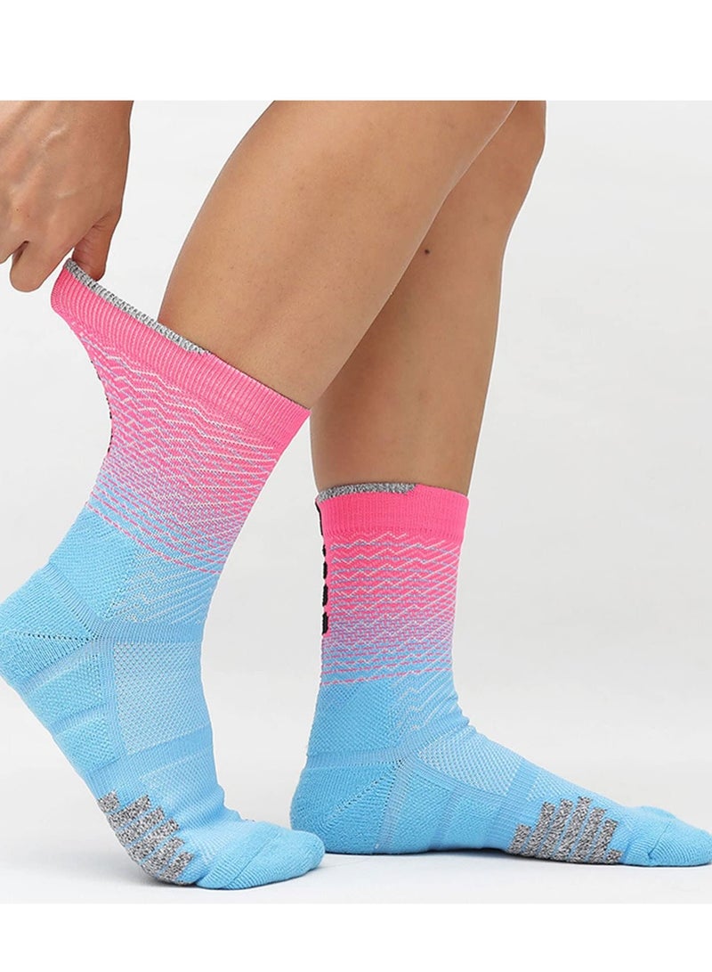 KASTWAVE Sports Socks, 5 Pairs of Men's Basketball Socks Outdoor Sports Colorful Trendy Mid-calf Soccer Socks High Elasticity Compression Player Socks for Outdoor Competition Team Leggings  - Image 2