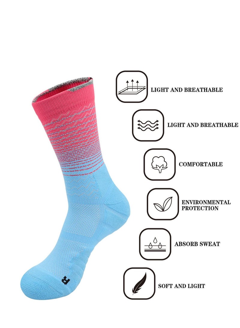 KASTWAVE Sports Socks, 5 Pairs of Men's Basketball Socks Outdoor Sports Colorful Trendy Mid-calf Soccer Socks High Elasticity Compression Player Socks for Outdoor Competition Team Leggings  - Image 5