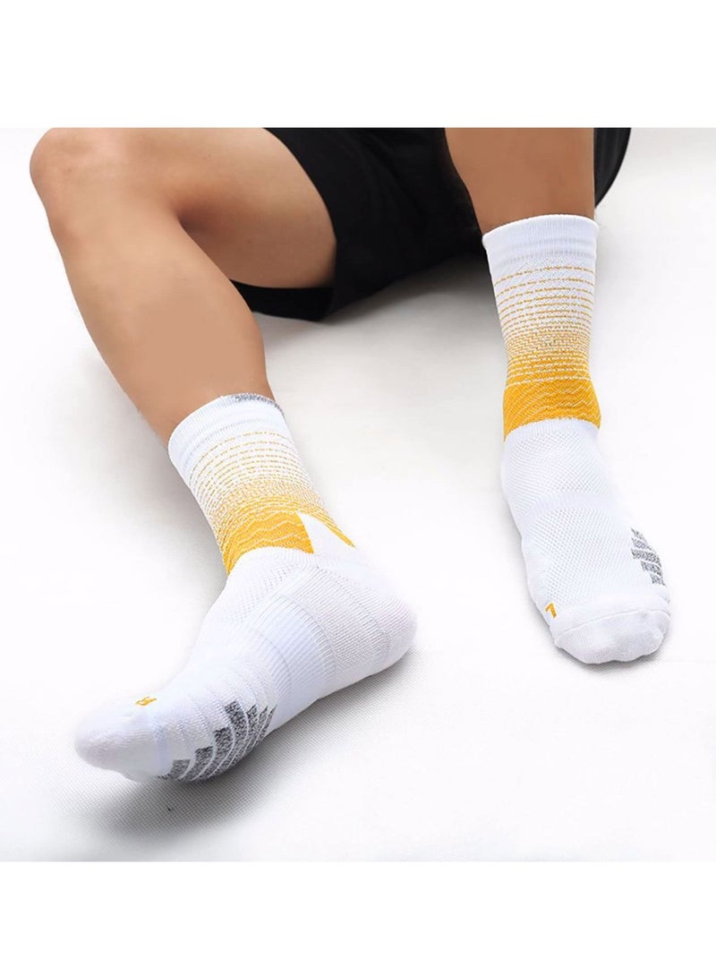 KASTWAVE Sports Socks, 5 Pairs of Men's Basketball Socks Outdoor Sports Colorful Trendy Mid-calf Soccer Socks High Elasticity Compression Player Socks for Outdoor Competition Team Leggings  - Image 3