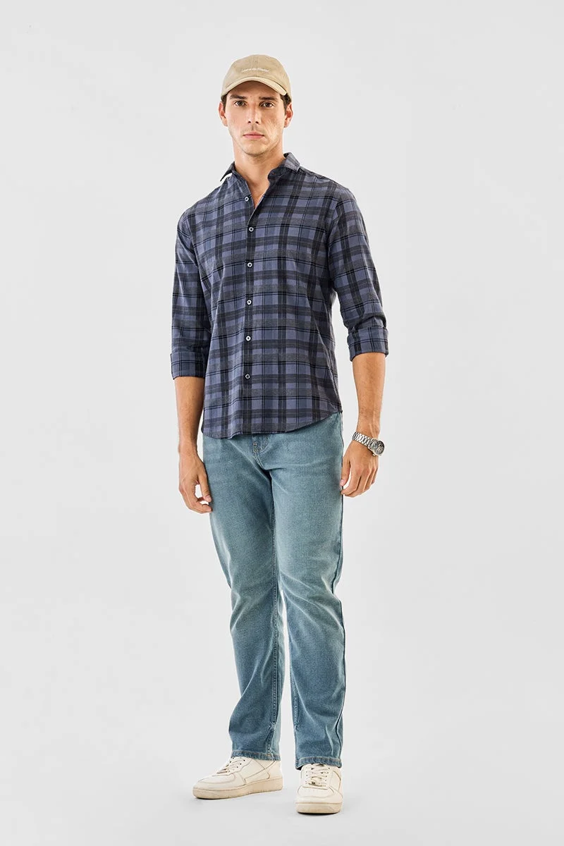 سنيتش Checks 100% Cotton Slim Fit Shirt