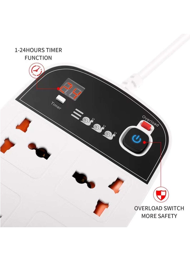 Pama BKL-888 Universal Extension Cord With 4 Universal Sockets, 2 USB ports,  2 PD Ports and 2 Meter Multicolour  - Image 3