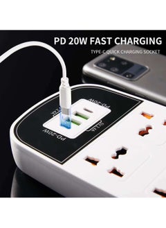 Pama BKL-888 Universal Extension Cord With 4 Universal Sockets, 2 USB ports,  2 PD Ports and 2 Meter Multicolour  - Image 5