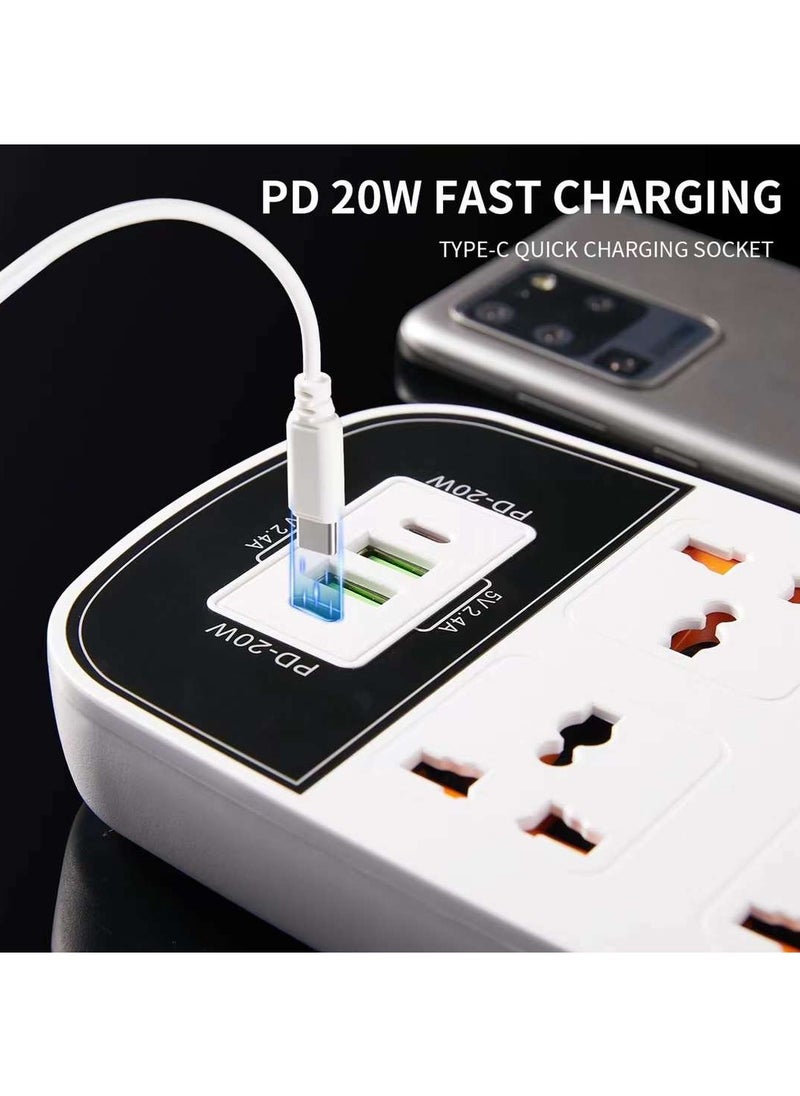 Pama BKL-888 Universal Extension Cord With 4 Universal Sockets, 2 USB ports,  2 PD Ports and 2 Meter Multicolour  - Image 5