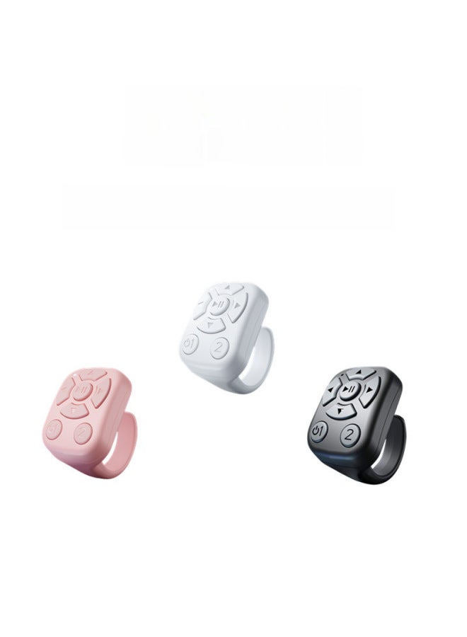 J6 Multi-function Ring Remote Control TikTok Flip Remote Photo Recording Video Ring 7 Key Bluetooth Controller-Color:J6 Fingertip Remote Control White (chinese Box) - Image 1