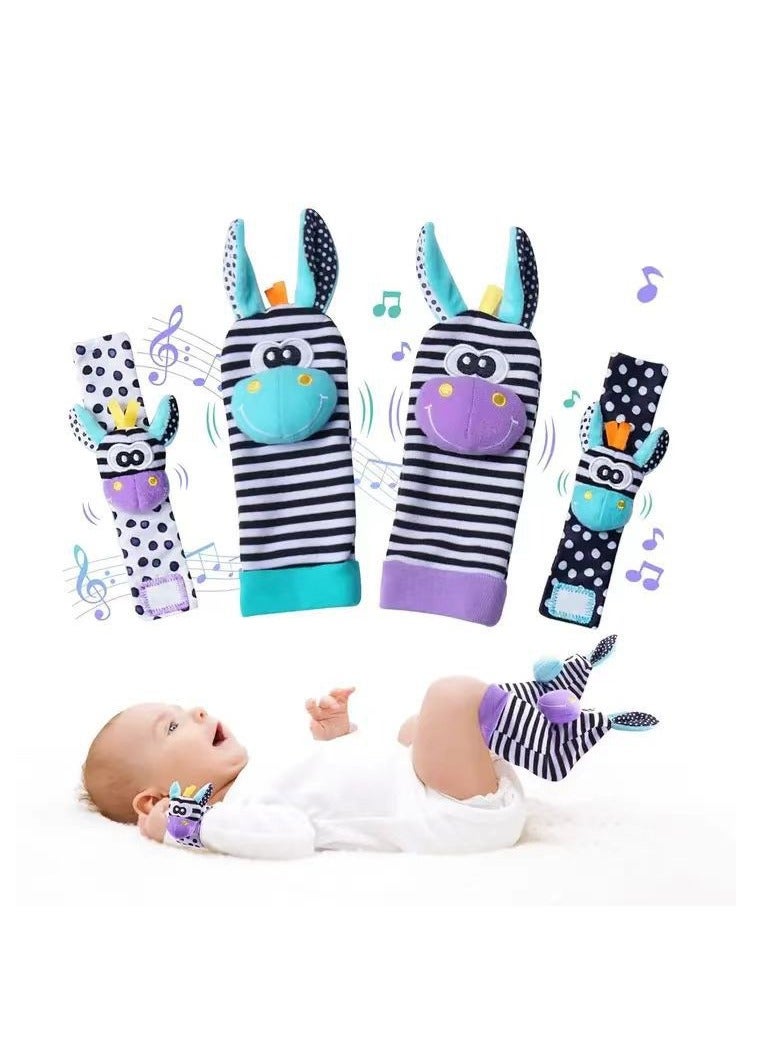 4-Piece Infant Socks And Wrist Rattles Toy Set For Kids  - Image 1