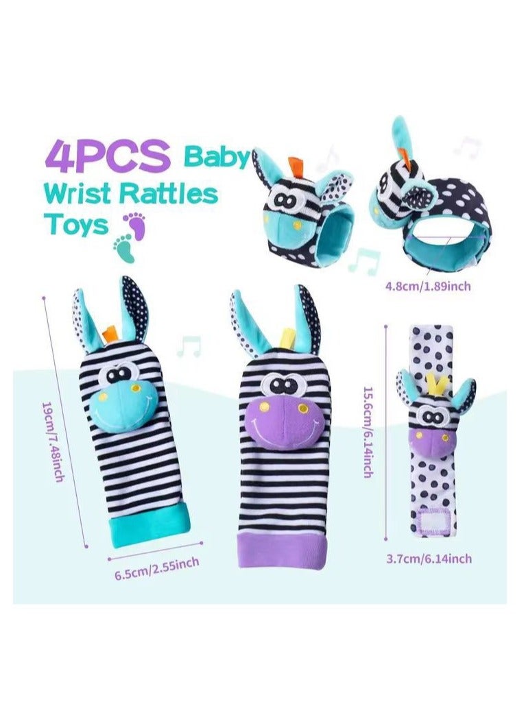 4-Piece Infant Socks And Wrist Rattles Toy Set For Kids  - Image 2