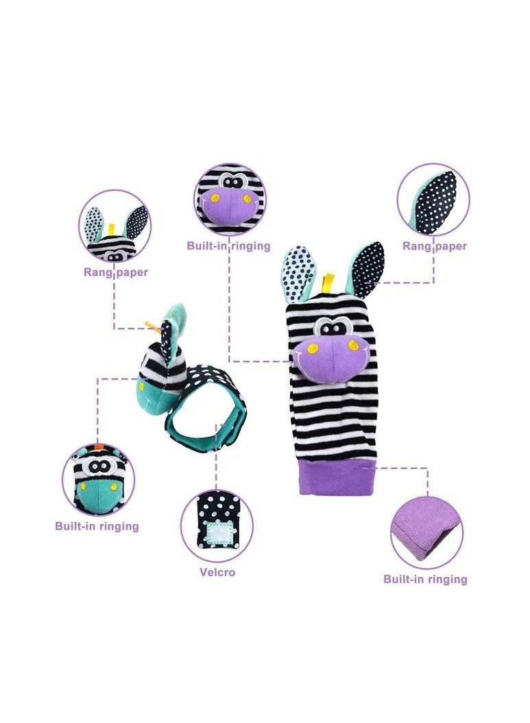 4-Piece Infant Socks And Wrist Rattles Toy Set For Kids  - Image 3