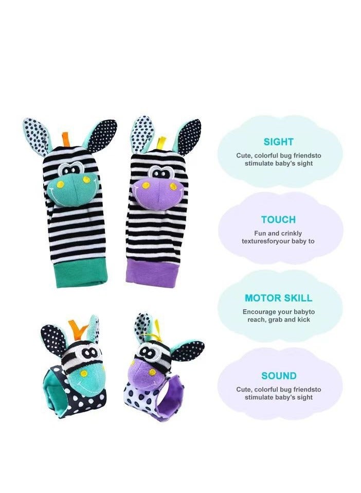 4-Piece Infant Socks And Wrist Rattles Toy Set For Kids  - Image 4