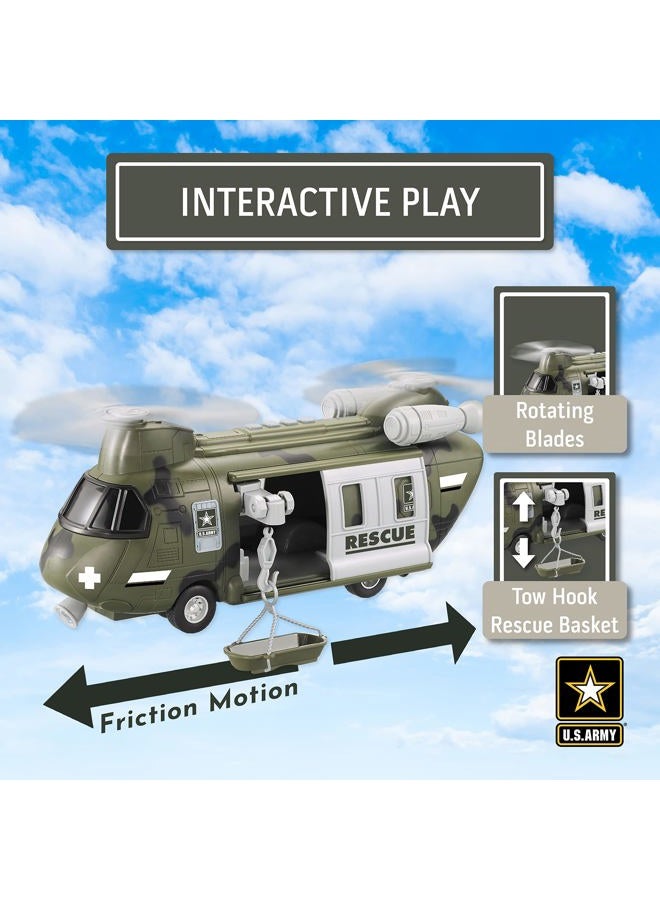 Lollipop US Army Helicopter Toy, Military Rescue Copter w/ Lights, Sound & Accessories, Soldier Transport Aircraft Model, 3+ - Image 5