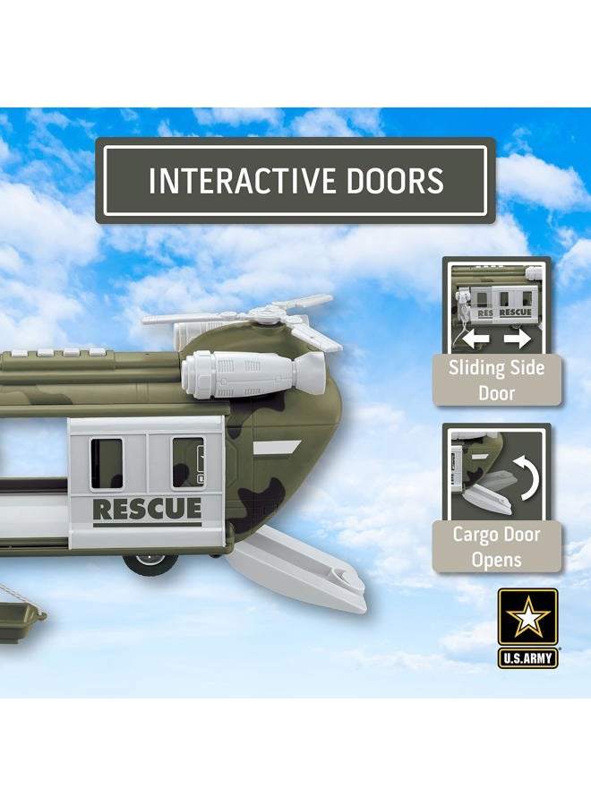 Lollipop US Army Helicopter Toy, Military Rescue Copter w/ Lights, Sound & Accessories, Soldier Transport Aircraft Model, 3+ - Image 3