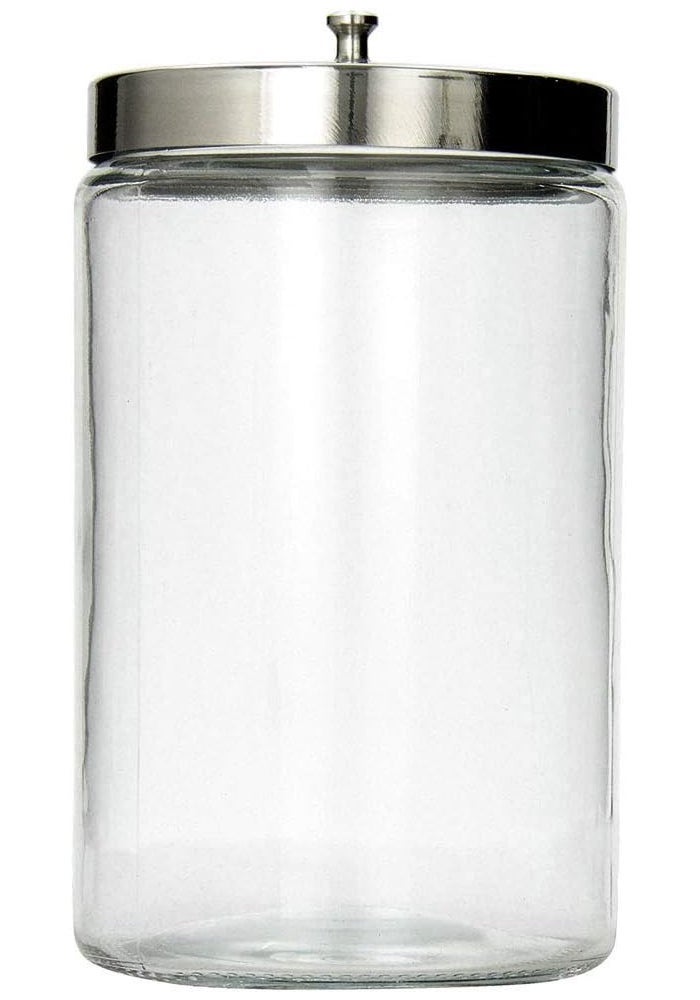 MABIS Decorative Storage Apothecary Clear Glass Jar with Metal Lid for Kitchen, Bathroom, and Laundry Organization - 4.1 x 3.9 x 7 inches - Image 1