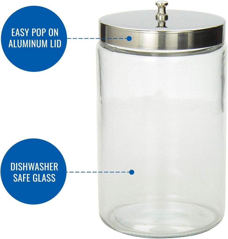 MABIS Decorative Storage Apothecary Clear Glass Jar with Metal Lid for Kitchen, Bathroom, and Laundry Organization - 4.1 x 3.9 x 7 inches - Image 3