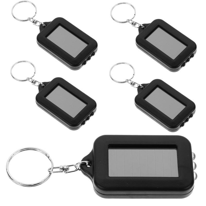 Solar Powered LED Keychain Flashlight 5 Pack Portable Camping Gear Must Have - Image 2
