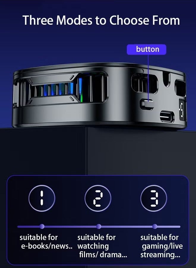 Phone Cooler for Gaming Magnetic Back Clip Dual Purpose Phone Cooling Fan Digital display temperature Mobile Cooling Fan without Noise for Playing Games Tiktok for Universal iPhone/Android Smartphone - Image 3