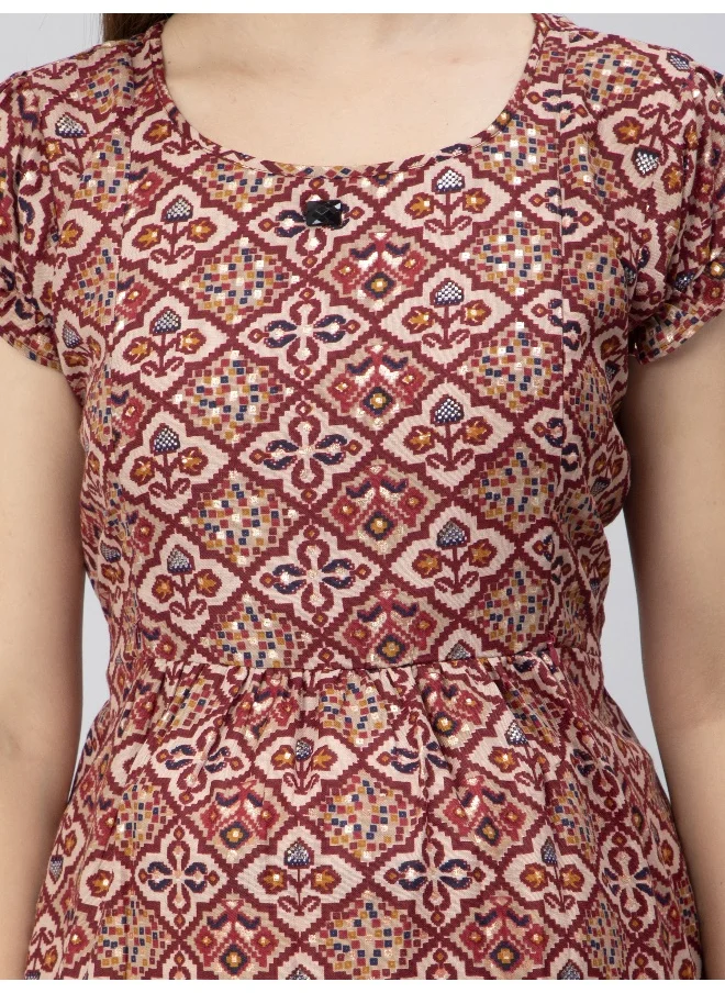 CEE 18 Women's Cotton Rayon A-Line Maternity Feeding Kurti with Zippers