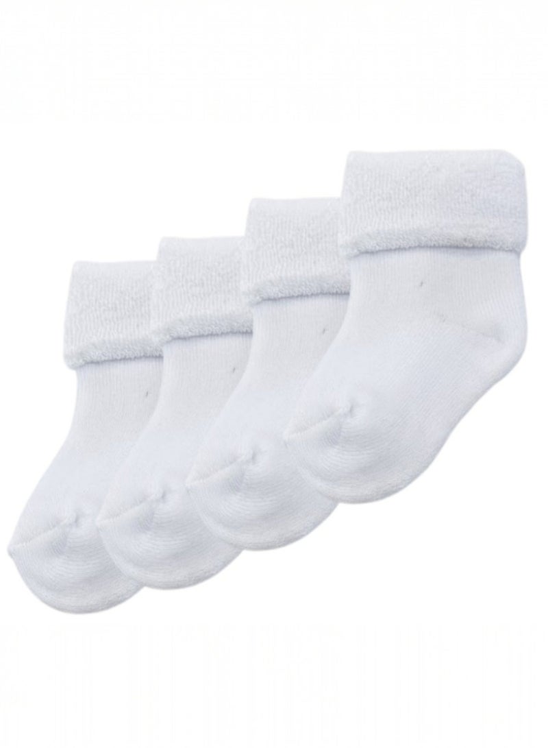 victor and jane White baby roll top toweling socks 4 pack - Image 1