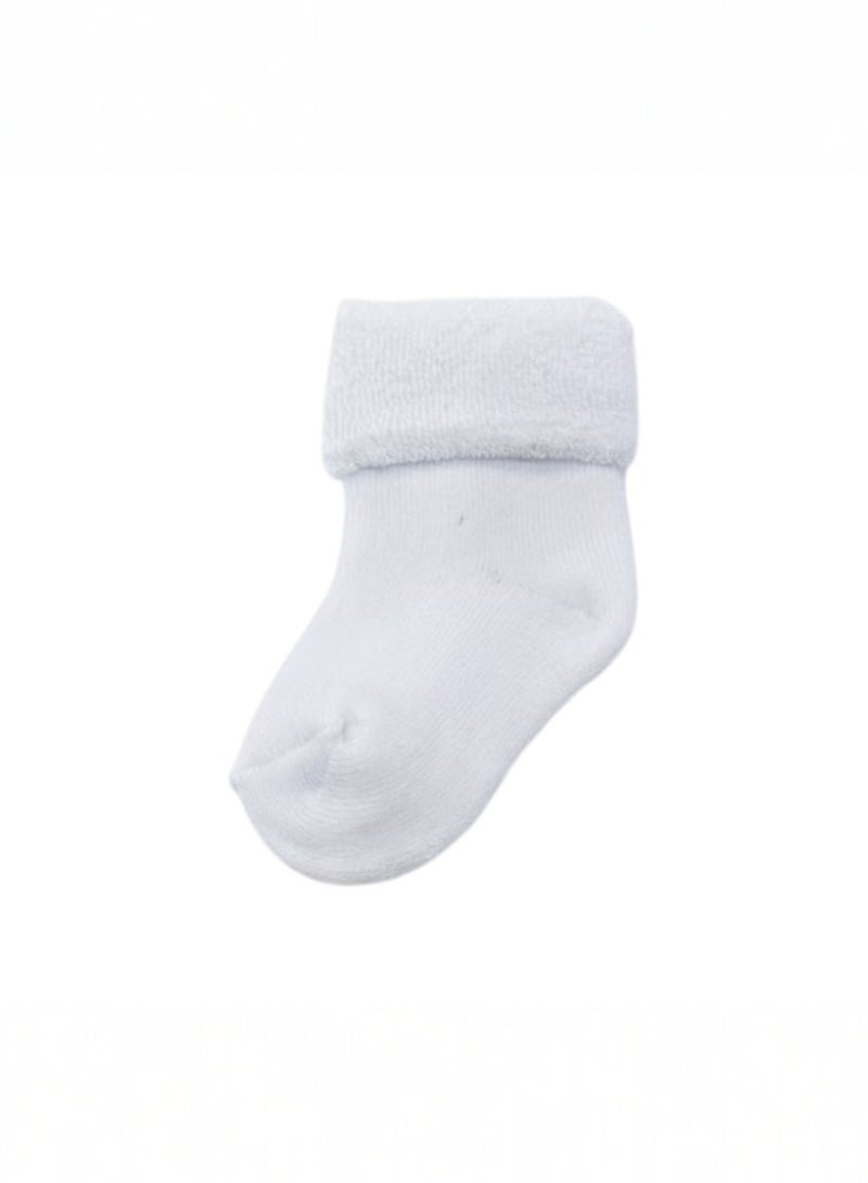 victor and jane White baby roll top toweling socks 4 pack - Image 2