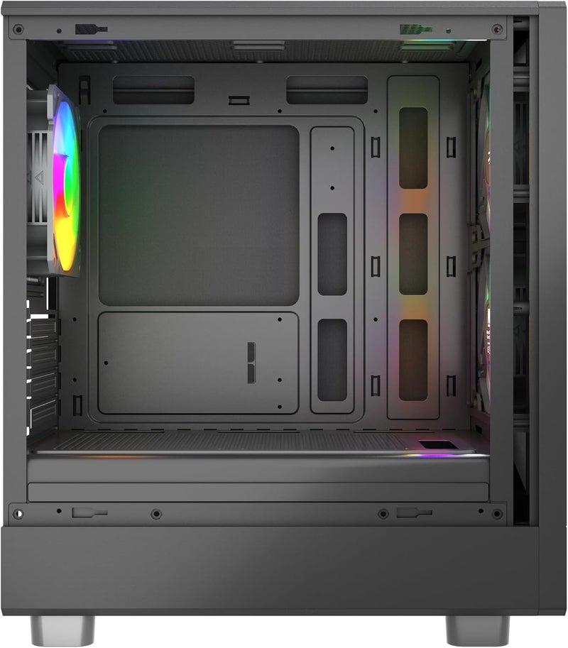 جاميرتيك علبة GamerTek Ion Mid Tower Micro ATX – واجهة شبكية عالية التهوية، 3 مراوح ARGB، دعم USB Type-C – أسود - Image 3
