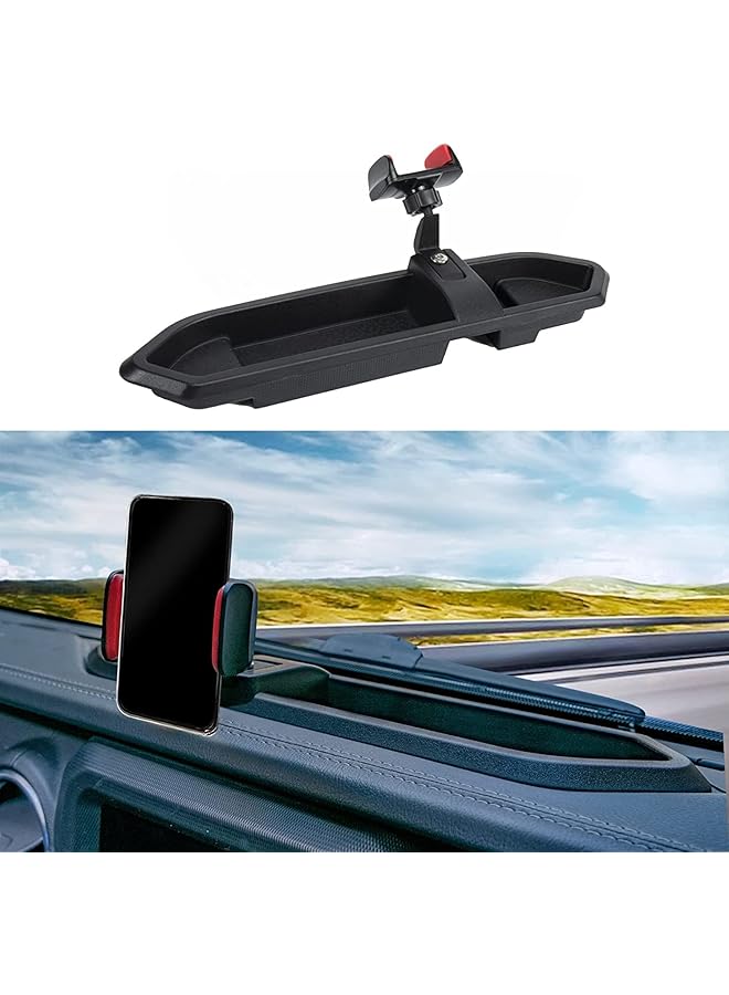 SYOSI Dash Tray Phone Holder Mount With Storage Box, Phone Mount Compatible With Jeep Wrangler 2018-2023 Jl Jlu - Image 1