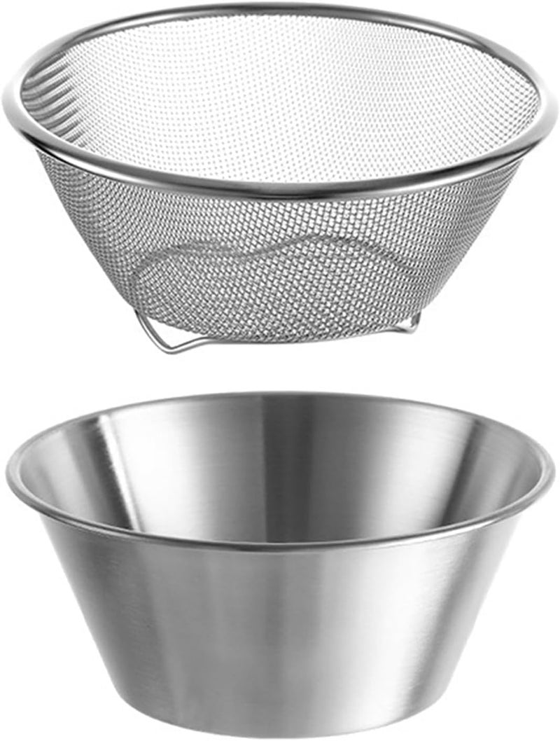 Aputue 304 Stainless Steel Microporous Colander, Small Mesh Strainer for Fruits Vegetables and Rice, Rust-Proof Berry Washing Basket with Handle, Compact Kitchen Essential for Healthy Eating - Image 1
