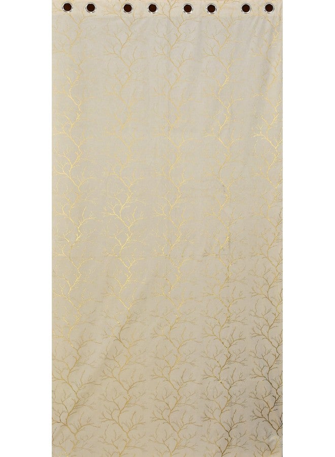 Homefab India Velvet Curtains Room Darkening - Long Door 9 feet, Pack of 2 Panels, Cream - Image 4