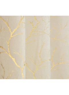 Homefab India Homefab India Velvet Curtains Room Darkening - Long Door 9 feet, Pack of 2 Panels, Cream  - Image 5