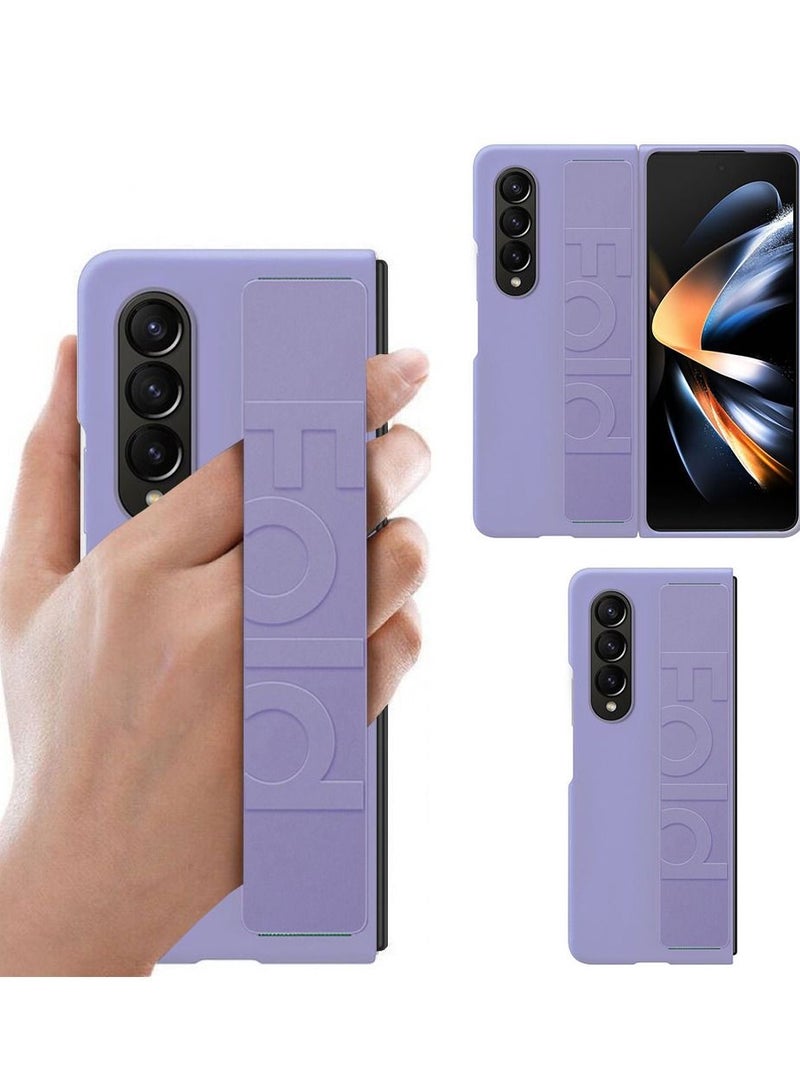 CATANES غطاء سامسونج جالكسي زد فولد 4 2022 من السيليكون الصلب مع حزام مضاد للسقوط باللون الأرجواني - Image 1