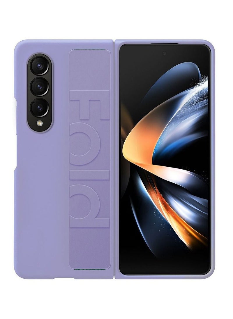 CATANES غطاء سامسونج جالكسي زد فولد 4 2022 من السيليكون الصلب مع حزام مضاد للسقوط باللون الأرجواني - Image 2