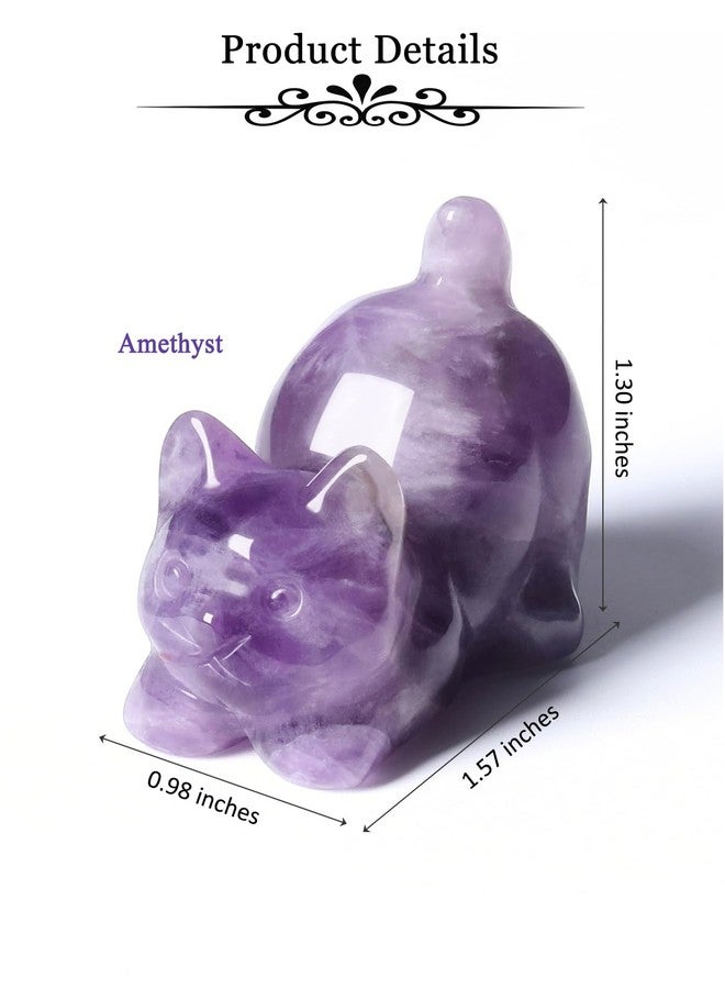 PESOENTH Amethyst Crystal Cat Gifts for Women Cat Lovers,Amethyst Cat Figurines Ornament Purple Cute Lucky Cat Statue Cat Themed Gifts for Home Office Desk Decor Birthday Christmas - Image 5