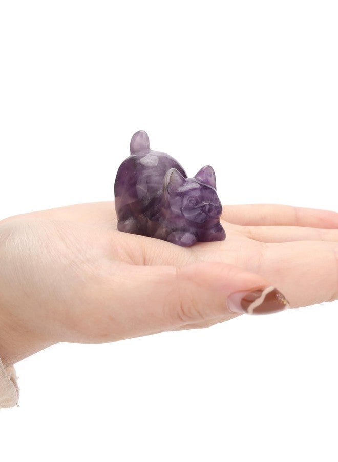 PESOENTH Amethyst Crystal Cat Gifts for Women Cat Lovers,Amethyst Cat Figurines Ornament Purple Cute Lucky Cat Statue Cat Themed Gifts for Home Office Desk Decor Birthday Christmas - Image 4