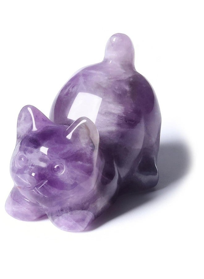 PESOENTH Amethyst Crystal Cat Gifts for Women Cat Lovers,Amethyst Cat Figurines Ornament Purple Cute Lucky Cat Statue Cat Themed Gifts for Home Office Desk Decor Birthday Christmas - Image 1