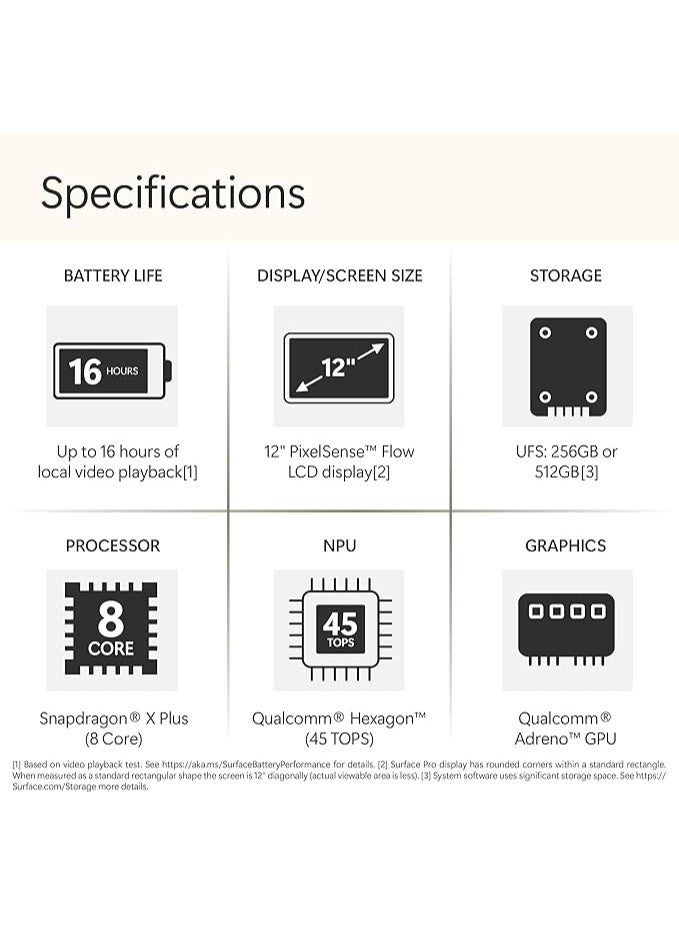 Microsoft Surface Pro 2-in-1 Laptop/Tablet (2025), Windows 11 Copilot+ PC, 12" Touchscreen Display, Snapdragon X Plus (8 Core), 16GB RAM, 512GB Storage, Platinum - Image 2