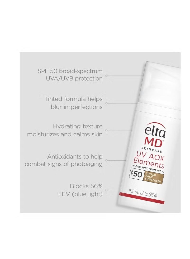 EltaMD AOX Elements Tinted Mineral Face Sunscreen, SPF 50, Tinted Sunscreen for Face with Antioxidants, 1.7 oz Pump - Image 2