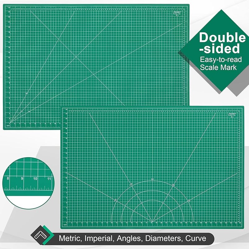 Idemeet Density-upgraded 24 x 36 Large Self Healing Sewing Mat, Rotary Cutting Mat 5 Play Cut Board for Crafts Hobby Project, A1, Green - Image 2
