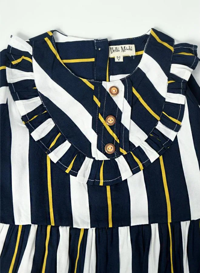 BELLA MODA BELLA MODA Striped Round Neck Long Sleeves Dress
