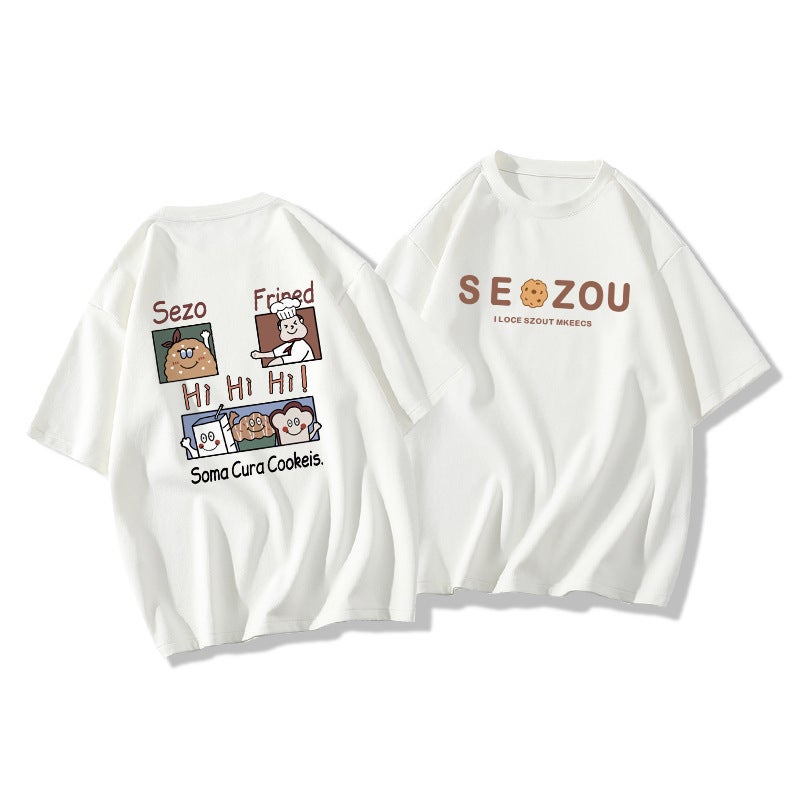 Apricot Cartoon Short Sleeve T-Shirt Women'S Summer 2023 New Loose Slim Joker Half Sleeve Top Fashion Brand - Image 1