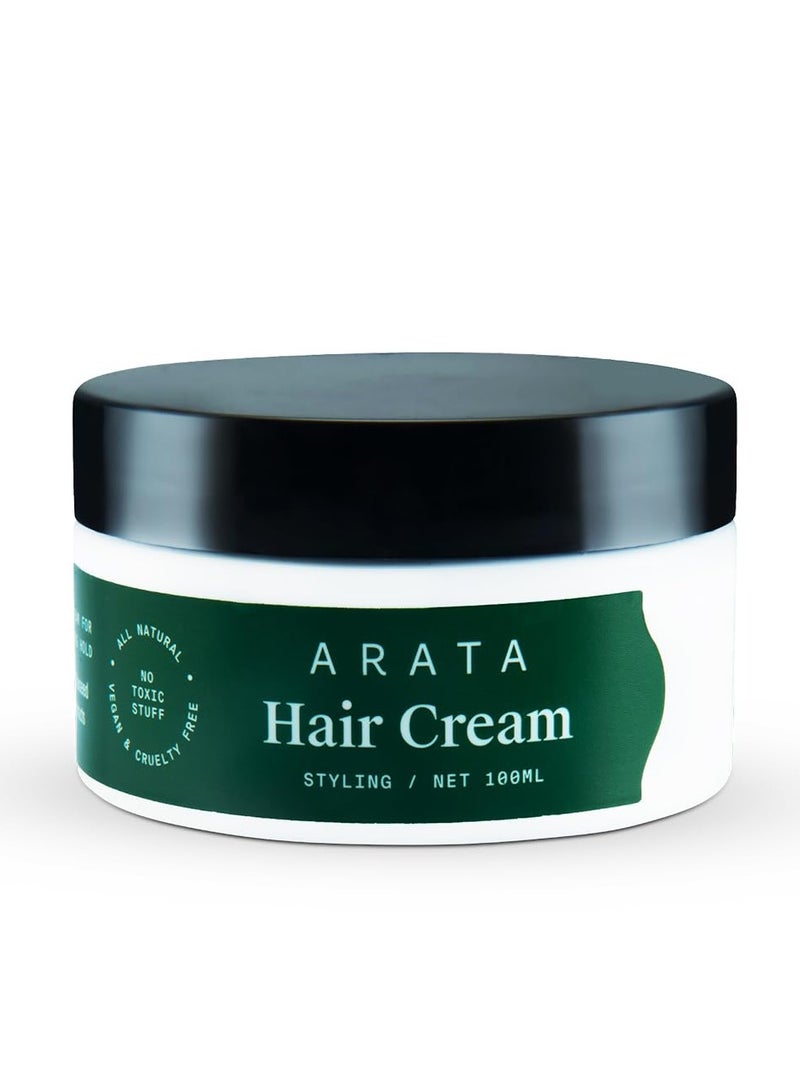 ARATA Arata Styling Hair Cream (100 ML) Boosts Moisture in Curly Hair Reduces Frizz and Tame Flyaways on Straight Hair Adds Soft Hold and Control to Short Hair - Image 1