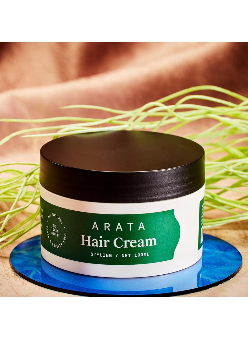 ARATA Arata Styling Hair Cream (100 ML) Boosts Moisture in Curly Hair Reduces Frizz and Tame Flyaways on Straight Hair Adds Soft Hold and Control to Short Hair - Image 3