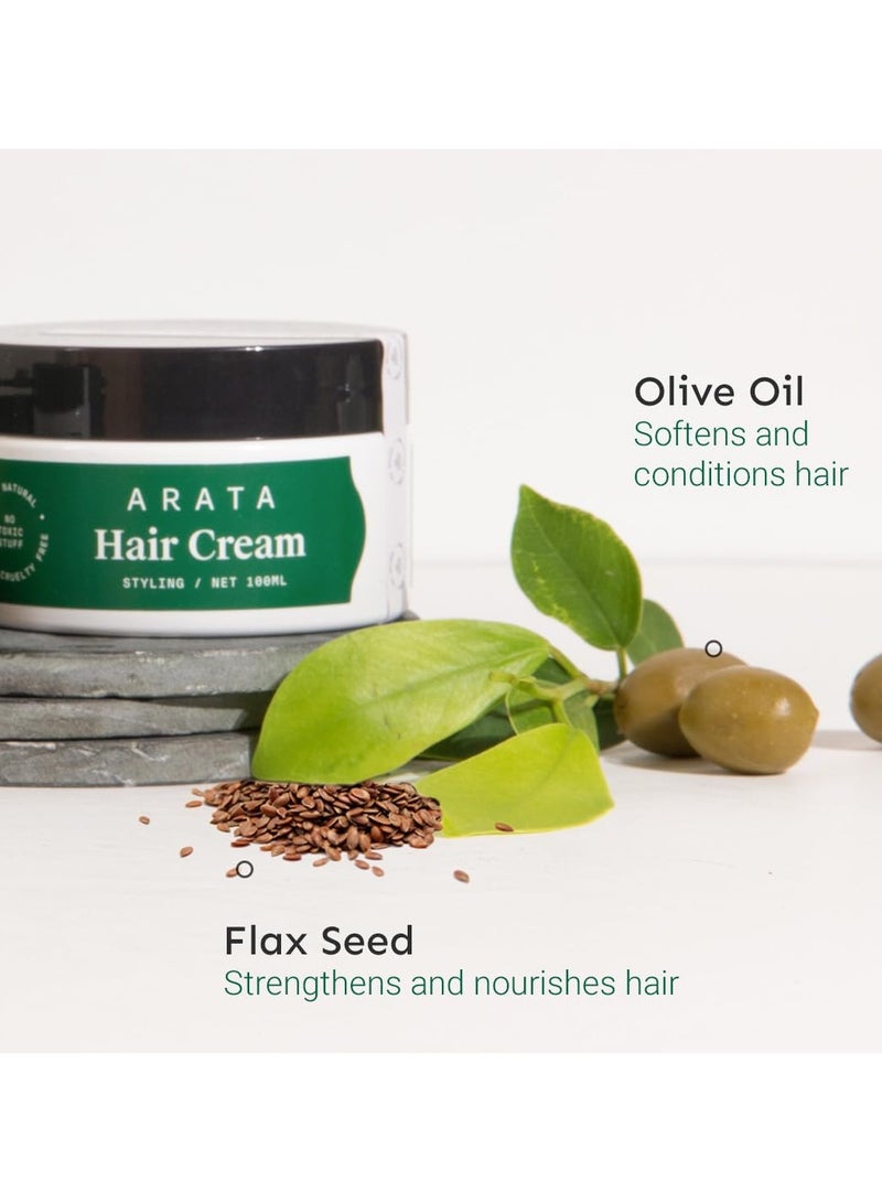 ARATA Arata Styling Hair Cream (100 ML) Boosts Moisture in Curly Hair Reduces Frizz and Tame Flyaways on Straight Hair Adds Soft Hold and Control to Short Hair - Image 2