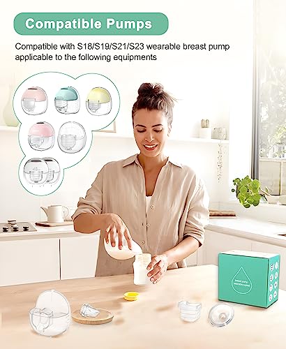 PDFans Wearable Breast Pump Accessories Milk Collector Cup Replacement Parts Flange 24mm Compatible with Mommed TSRETE Missaa Mumgaroo S21/S19/S18 Pump, Bonus 1pcs Duckbill Valve&Silicone Diaphragm - Image 3