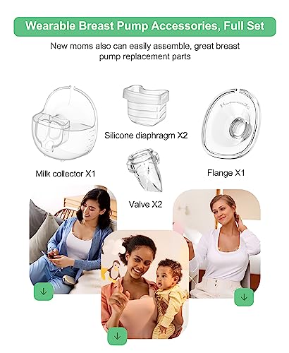 PDFans Wearable Breast Pump Accessories Milk Collector Cup Replacement Parts Flange 24mm Compatible with Mommed TSRETE Missaa Mumgaroo S21/S19/S18 Pump, Bonus 1pcs Duckbill Valve&Silicone Diaphragm - Image 4
