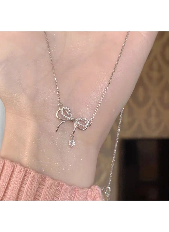 Generic - Pendant Necklace for Women Double Layer Bow Necklace Female Light Luxury Wind Butterfly  Laye - Image 1