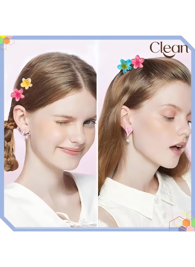 Clean Flower Claw Clip,8pcs Medium Cute Non Slip Plumeria 4CM Hawaiian Hair Jaw Clip Hawaii Beach Tropical Hair Accessories for Thick,Thin Straight, Curly Wavy Hair, Gifts for Women Teen Girls - Image 4