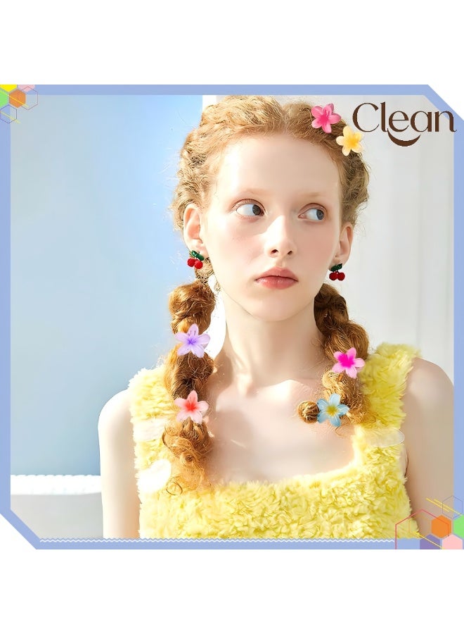 Clean Flower Claw Clip,8pcs Medium Cute Non Slip Plumeria 4CM Hawaiian Hair Jaw Clip Hawaii Beach Tropical Hair Accessories for Thick,Thin Straight, Curly Wavy Hair, Gifts for Women Teen Girls - Image 3