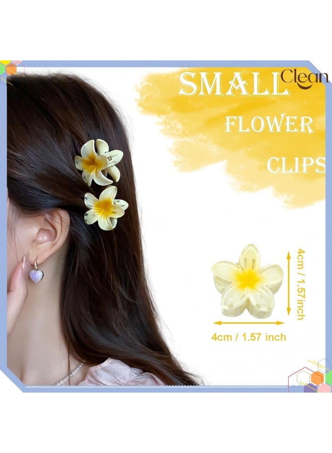 Clean Flower Claw Clip,8pcs Medium Cute Non Slip Plumeria 4CM Hawaiian Hair Jaw Clip Hawaii Beach Tropical Hair Accessories for Thick,Thin Straight, Curly Wavy Hair, Gifts for Women Teen Girls - Image 2