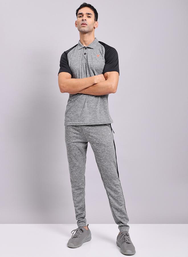 Technosport Melange Slim Fit Track Pants With Contrast Panel - Image 4