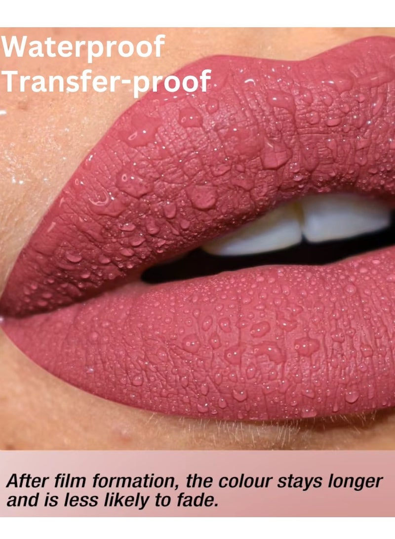 LANGMANNI 3 in 1 Matte Soft Lip Set Lip Liner Liquid Lip Gloss and Lipstick Combo Set Soft Smooth Natural Lip Contour Set Waterproof and Long Lasting Effect All in One Lip Makeup Gift Set 03 - Image 3