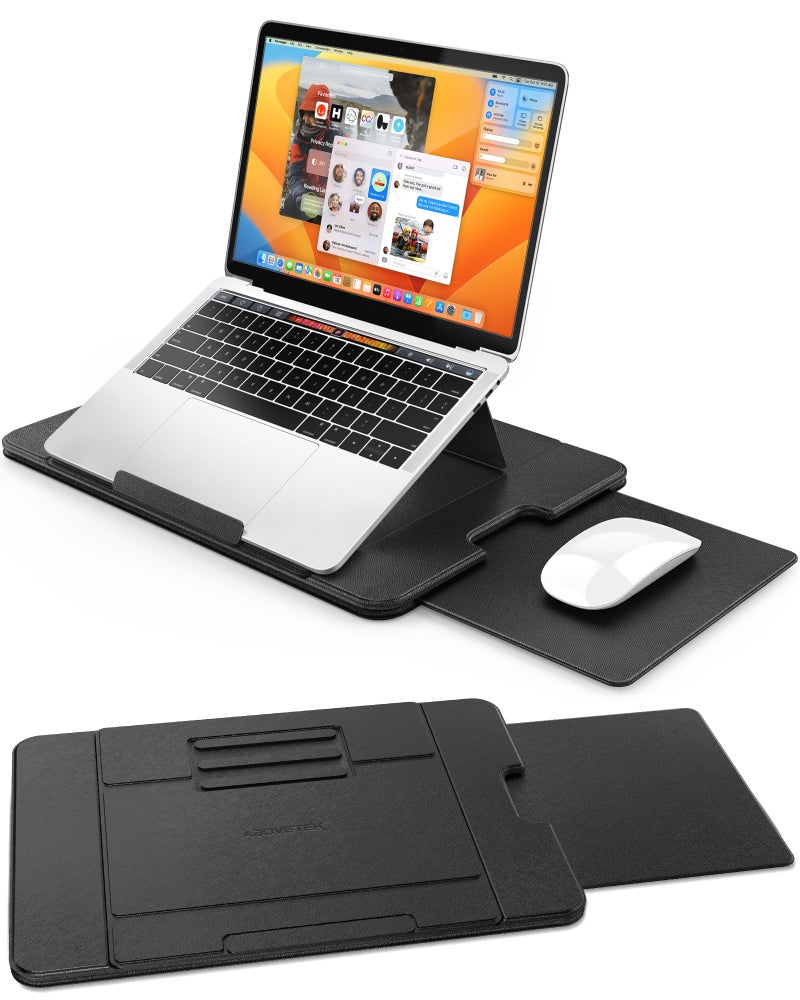 AboveTEK Adjustable Laptop Lap Desk, 3 Ergonomic Angles, PU Leather Non-Slip Surface, Heat Shield, Retractable Mouse Pad, Portable Laptop Lap pad Workstation for Bed, Sofa, Travel - Image 1